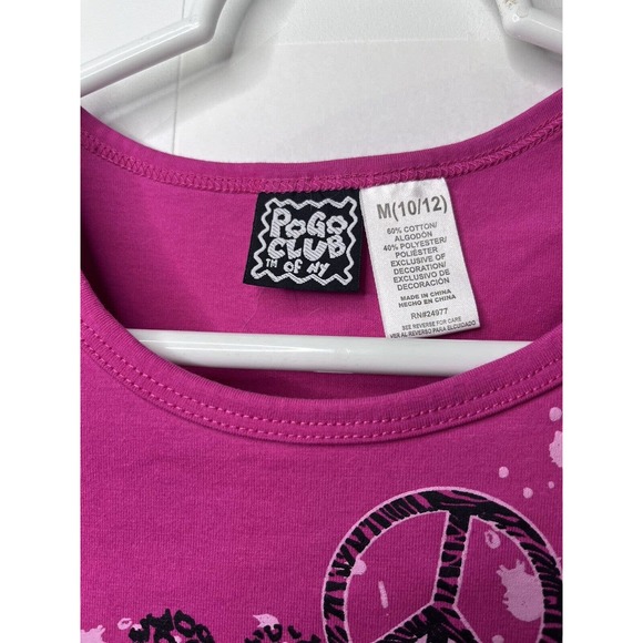 Pogo Club Pink Top, Junior Med (10/12), Horse Decal, Petal Sleeves, Crew Neck - Picture 3 of 3